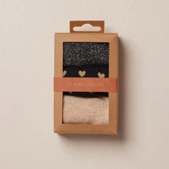Set de 3 chaussettes fantaisie - Petit Coeur Noir Doré