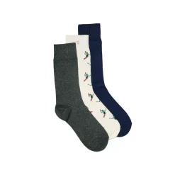 Set de 3 chaussettes Skieur - Marine Vert - 43/45