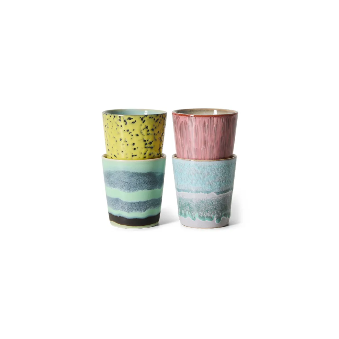 Set de 4 mugs 70s ceramics artistic