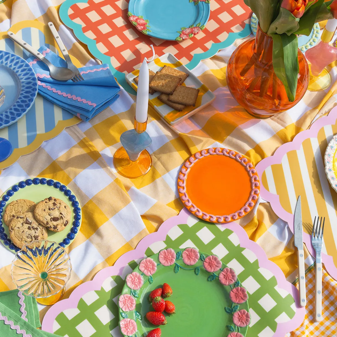Set de table Biscotti à Rayures - 38 cm x 48 cm - Bleu & Jaune