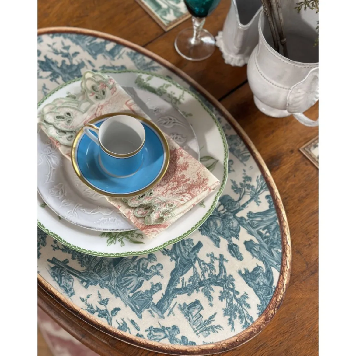 Set de table ovale Offrande à l'amour - Toile de Jouy