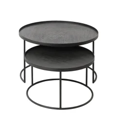Set de 2 Tables basses pour plateaux ronds - Ø 62 cm & Ø 49 cm