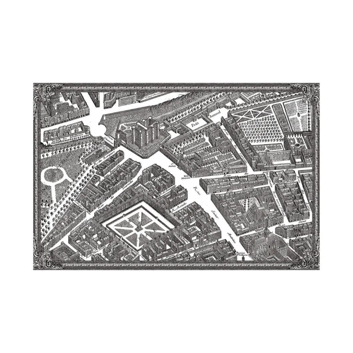 Set de table vinyle plan de Paris Turgot - La Bastille