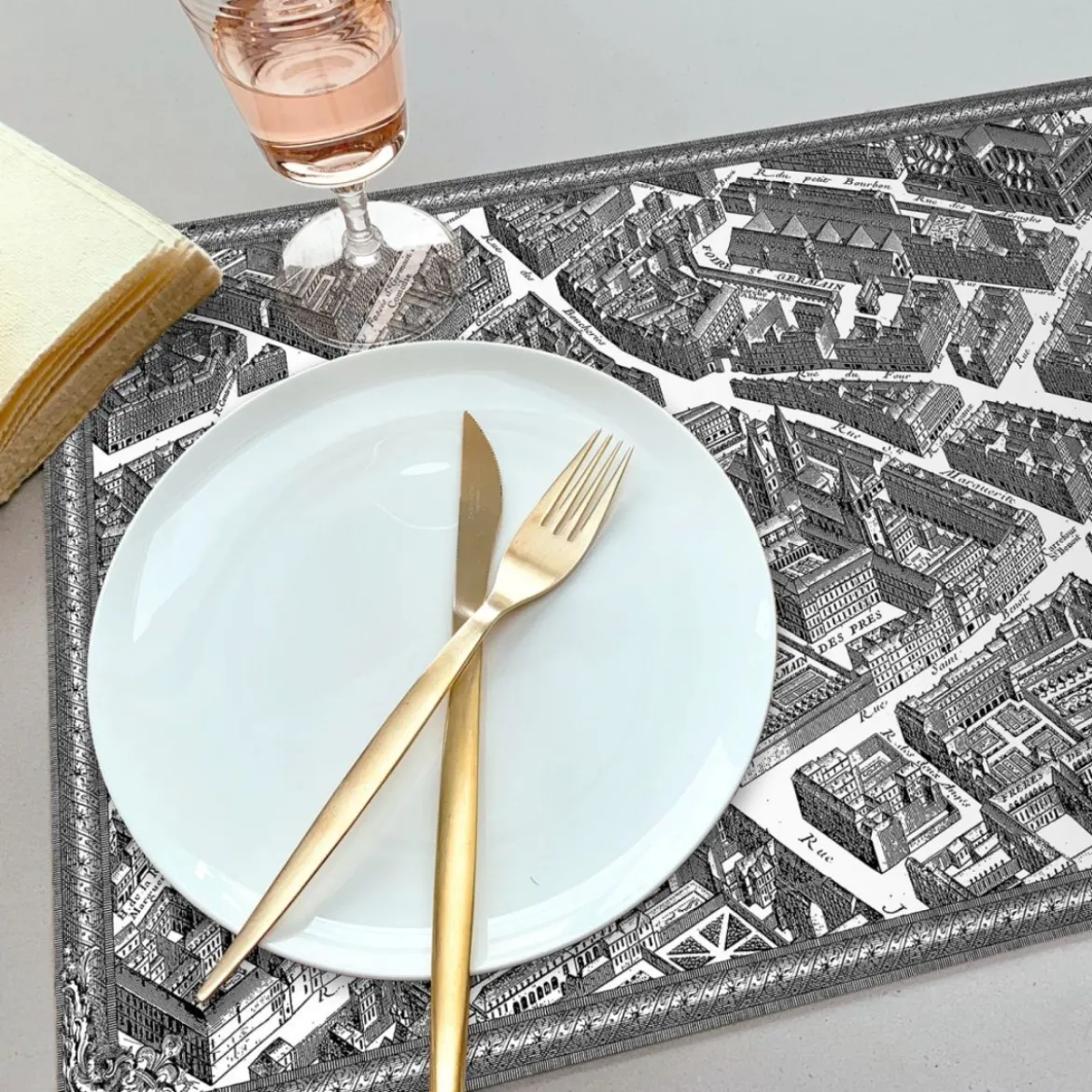 Set de table vinyle plan de Paris Turgot - Saint Germain
