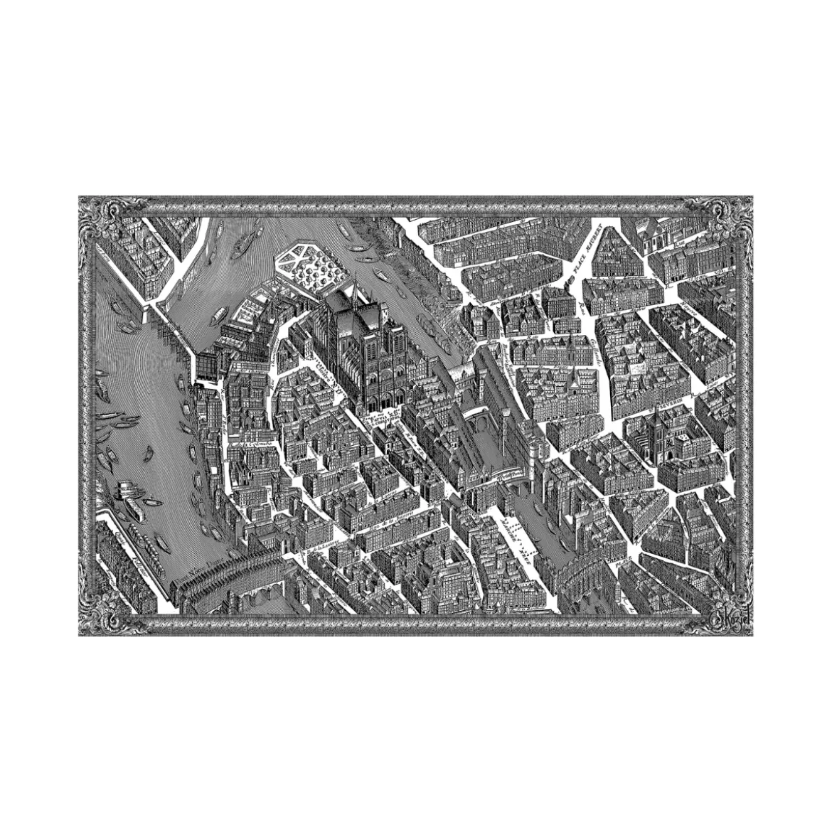 Set de table vinyle plan de Paris Turgot - Notre Dame