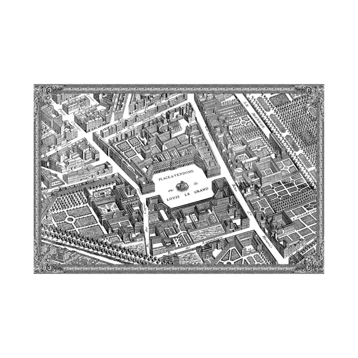 Set de table vinyle plan de Paris Turgot - Vendôme