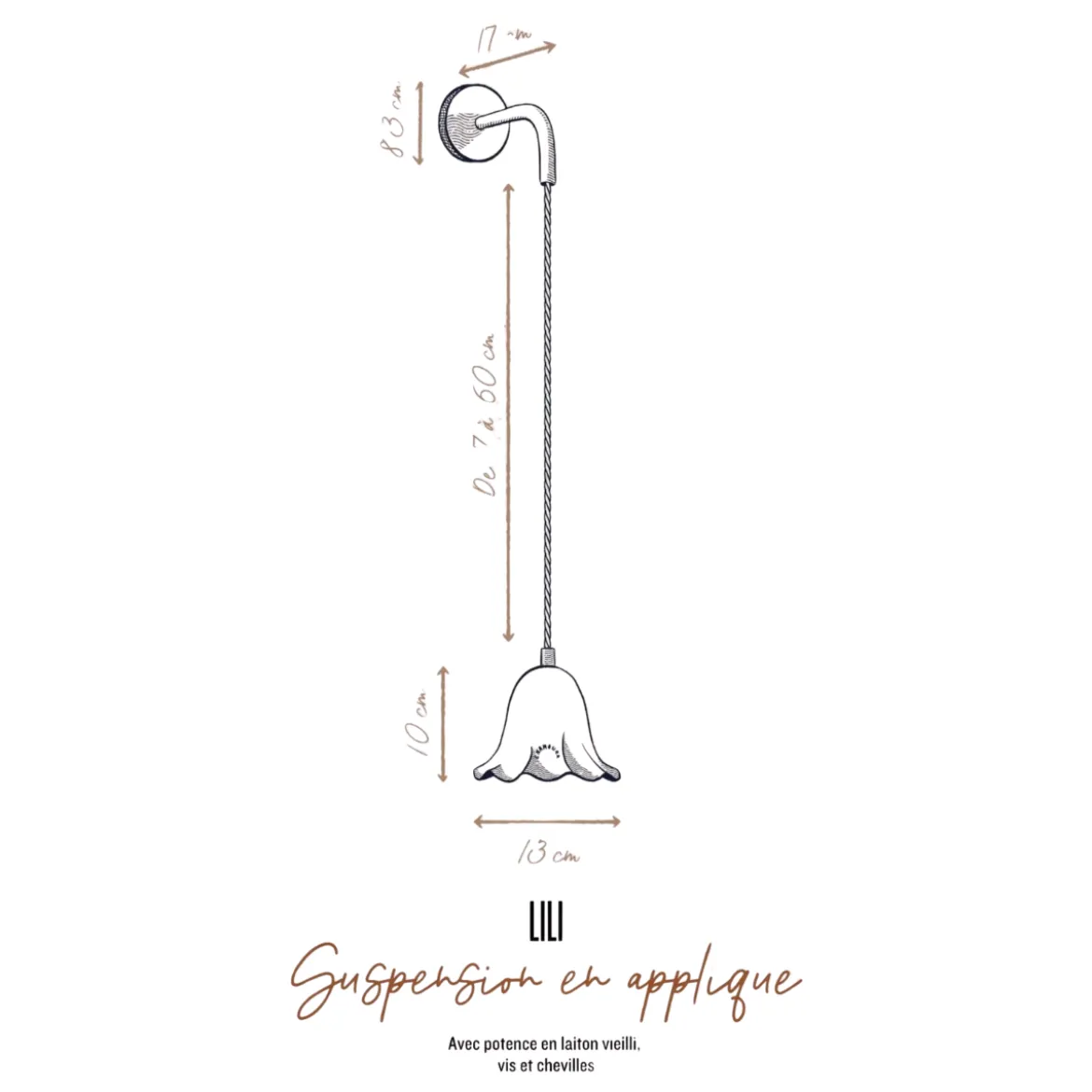 Suspension en applique Lili en Porcelaine émaillée