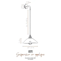 Suspension en applique Lisette en Grès Chamotté Ivoire
