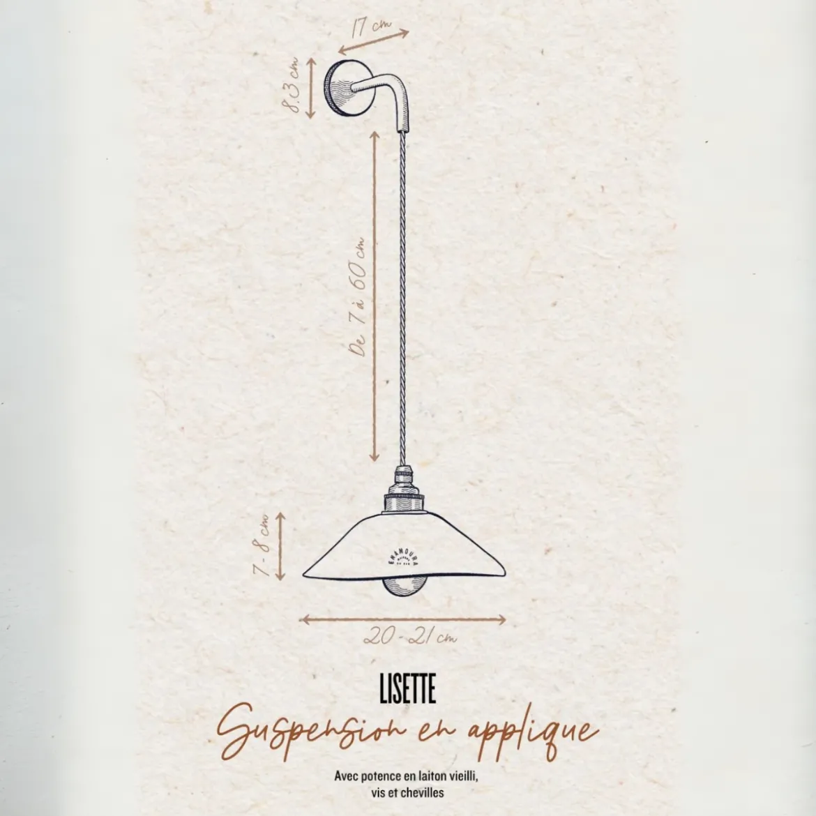 Suspension en applique Lisette en Terre Cuite