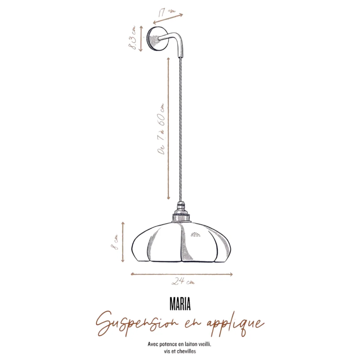 Suspension en applique Maria en Porcelaine biscuit