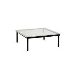 Table basse Kofi Chêne Massif Noir & Verre Roseau Clair - l 100 x L 100 x h 36 cm