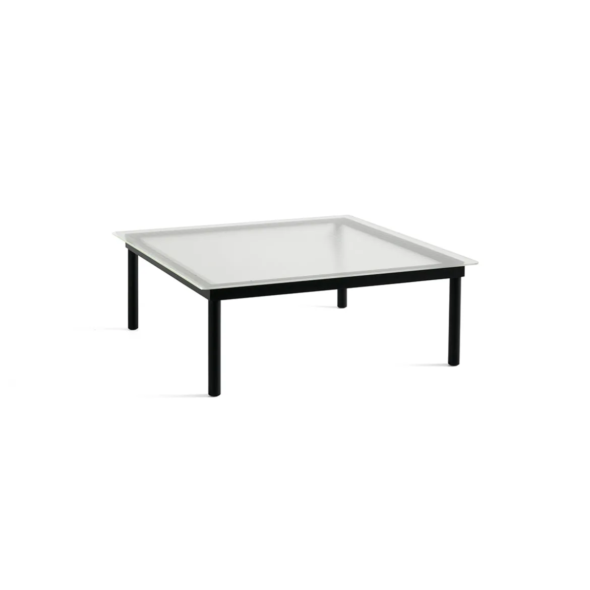 Table basse Kofi Chêne Massif Noir & Verre Roseau Clair - l 100 x L 100 x h 36 cm