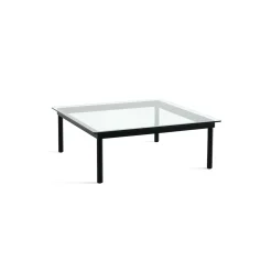 Table basse Kofi Chêne Massif Noir & Verre Clair - l 100 x L 100 x h 36 cm