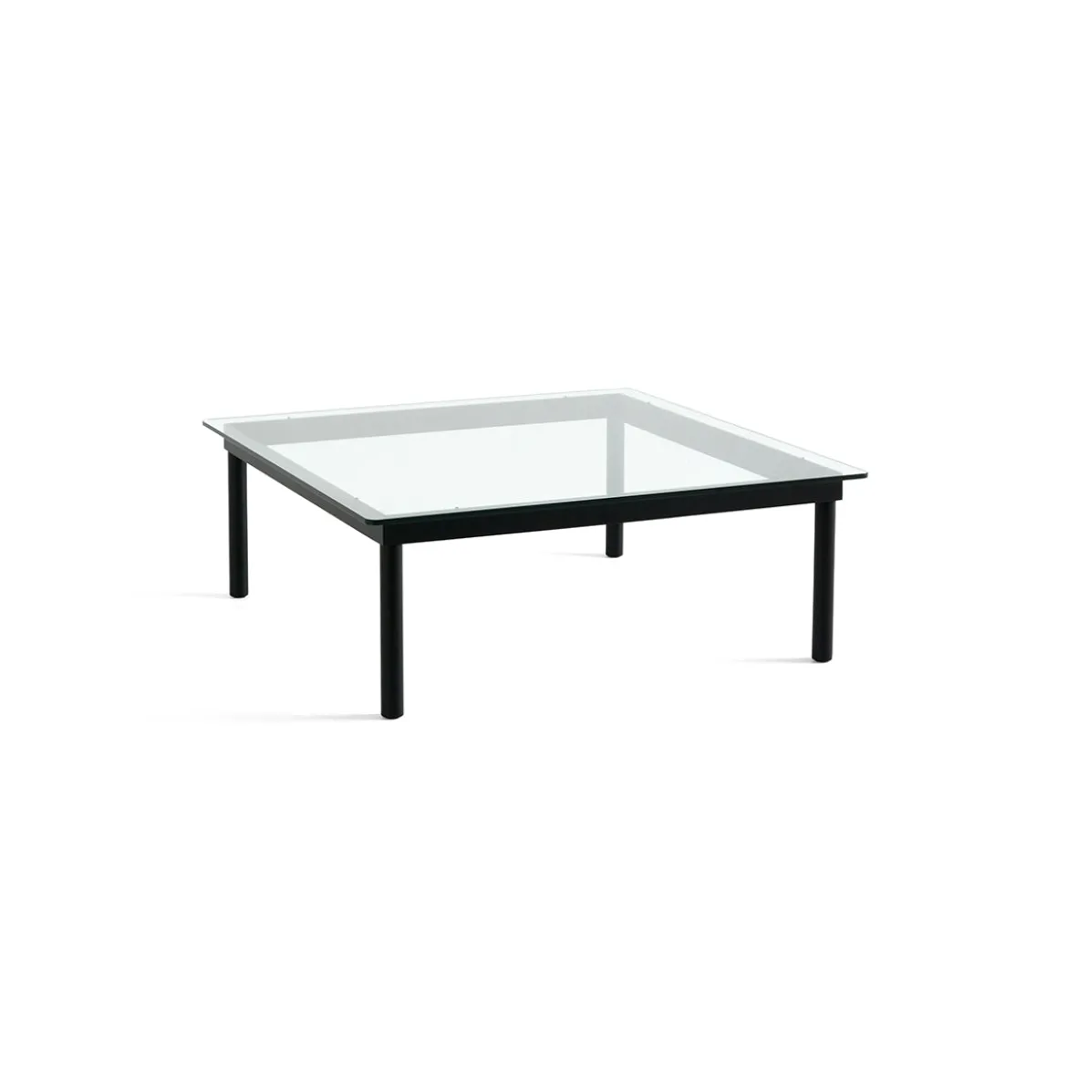 Table basse Kofi Chêne Massif Noir & Verre Clair - l 100 x L 100 x h 36 cm