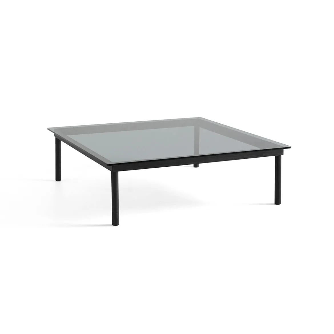 Table basse Kofi Chêne Massif Noir & Verre Teinté Gris - l 120 x L 120 x h 36 cm