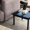 Table basse Kofi Chêne Massif Noir & Verre Teinté Bleu - l 60 x L 60 x h 36 cm