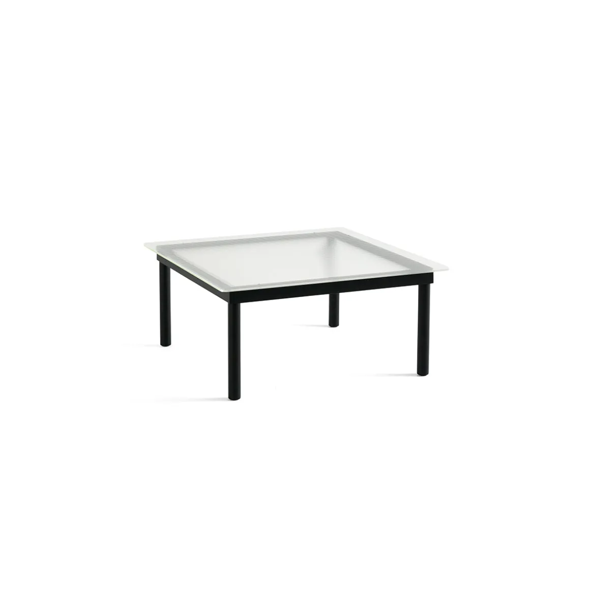 Table basse Kofi Chêne Massif Noir & Verre Roseau Clair - l 80 x L 80 x h 36 cm