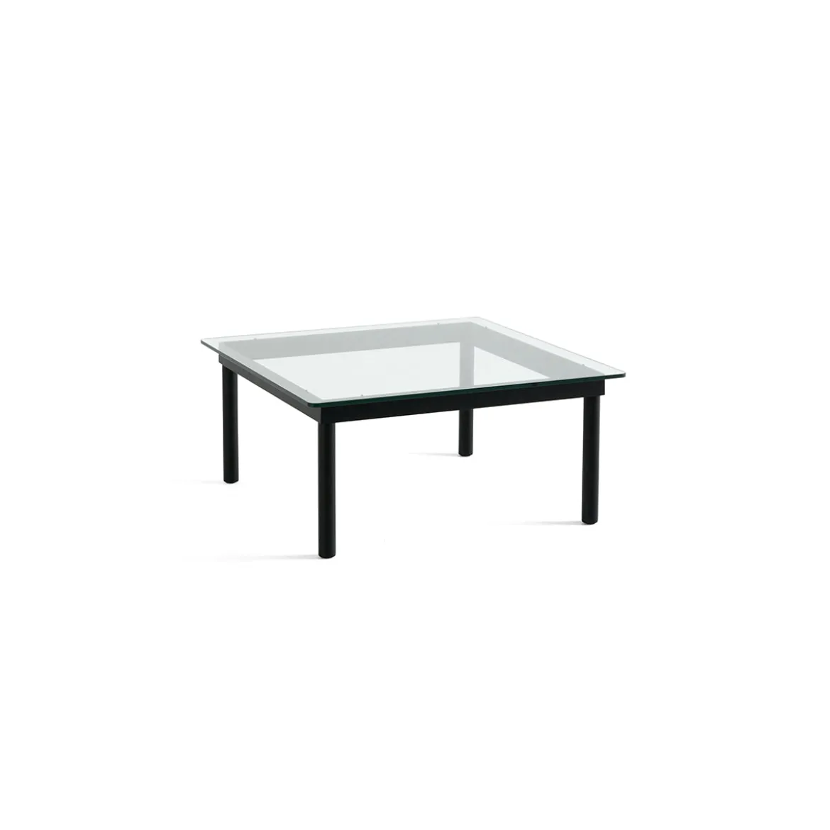 Table basse Kofi Chêne Massif Noir & Verre Clair - l 80 x L 80 x h 36 cm