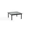 Table basse Kofi Chêne Massif Noir & Verre Teinté Gris - l 80 x L 80 x h 36 cm