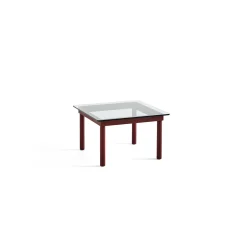 Table basse Kofi Chêne Massif Rouge Grange & Verre Clair - l 60 x L 60 x h 36 cm
