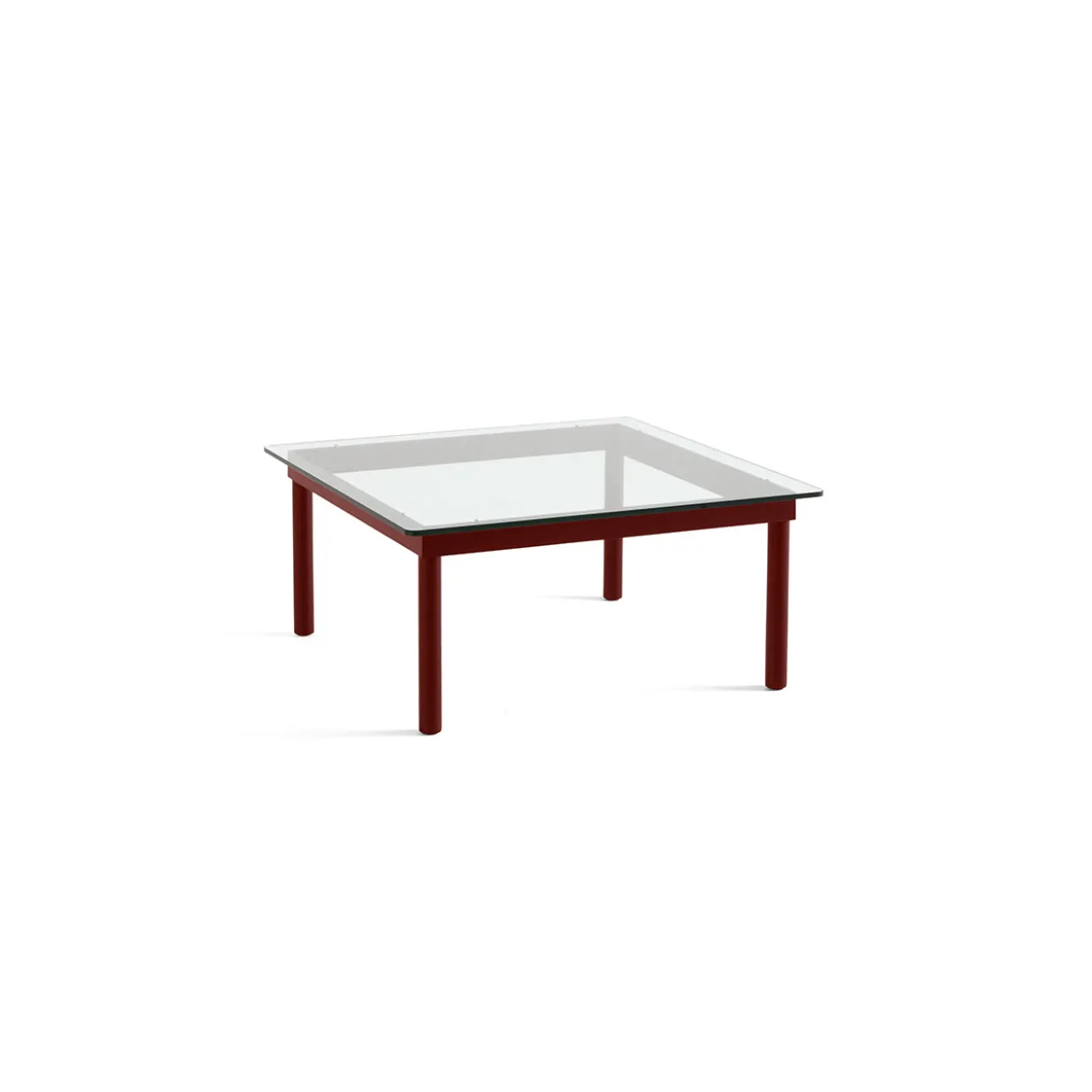 Table basse Kofi Chêne Massif Rouge Grange & Verre Clair - l 80 x L 80 x h 36 cm