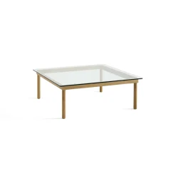 Table basse Kofi Chêne Massif & Verre Clair - l 100 x L 100 x h 36 cm