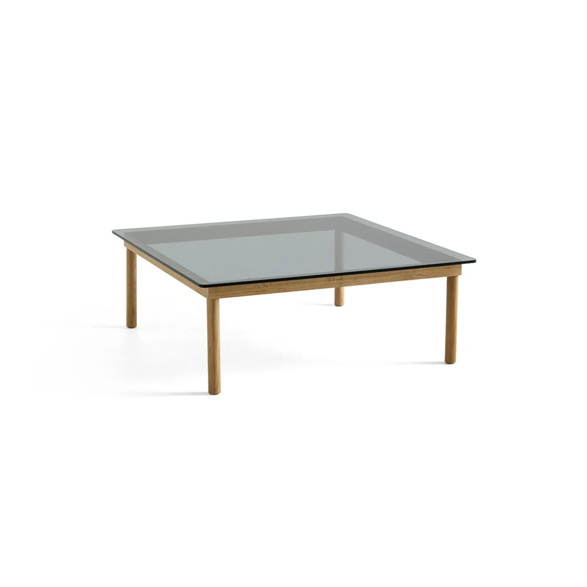 Table basse Kofi Chêne Massif & Verre Teinté Gris - l 100 x L 100 x h 36 cm