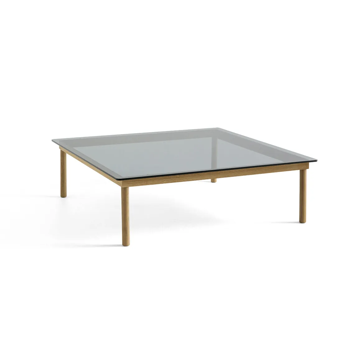 Table basse Kofi Chêne Massif & Verre Teinté Gris - l 120 x L 120 x h 36 cm