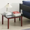 Table basse Kofi Chêne Massif & Verre Roseau Transparent - l 60 x L 60 x h 36 cm