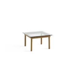 Table basse Kofi Chêne Massif & Verre Clair - l 60 x L 60 x h 36 cm