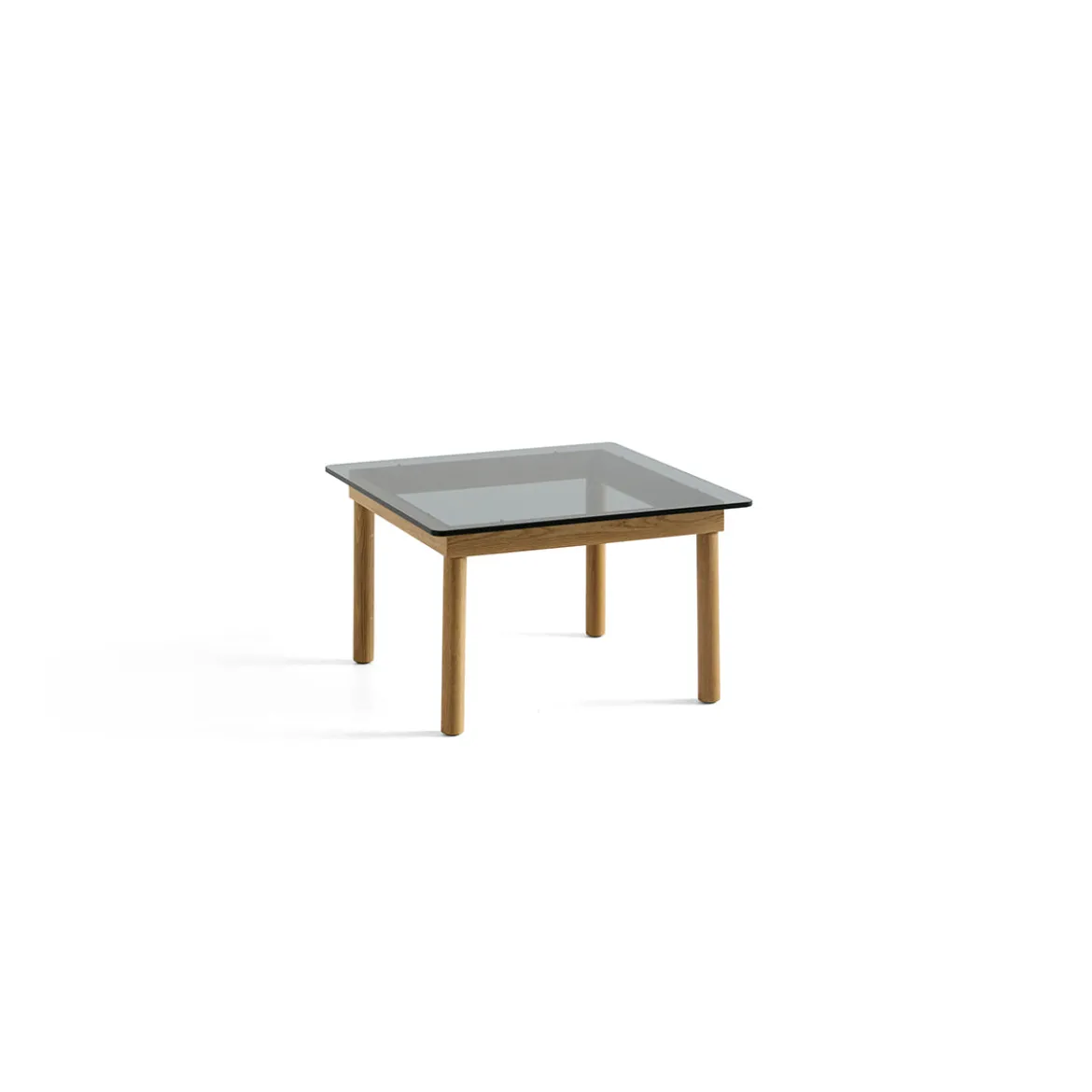 Table basse Kofi Chêne Massif & Verre Teinté Gris - l 60 x L 60 x h 36 cm