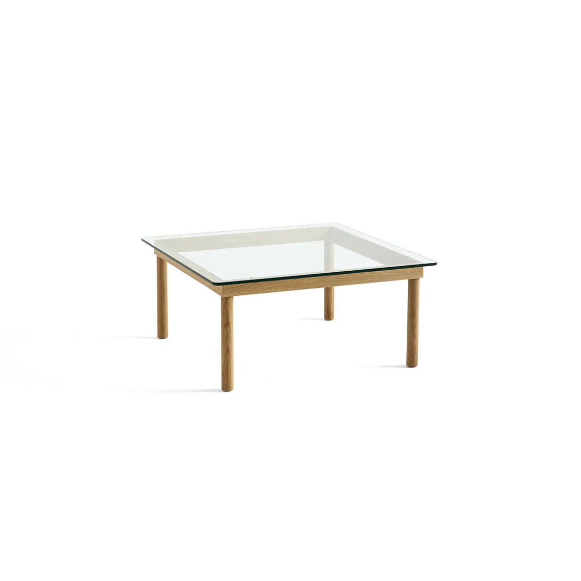 Table basse Kofi Chêne Massif & Verre Clair - l 80 x L 80 x h 36 cm