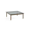 Table basse Kofi Noyer Massif & Verre Teinté Gris - l 100 x L 100 x h 36 cm