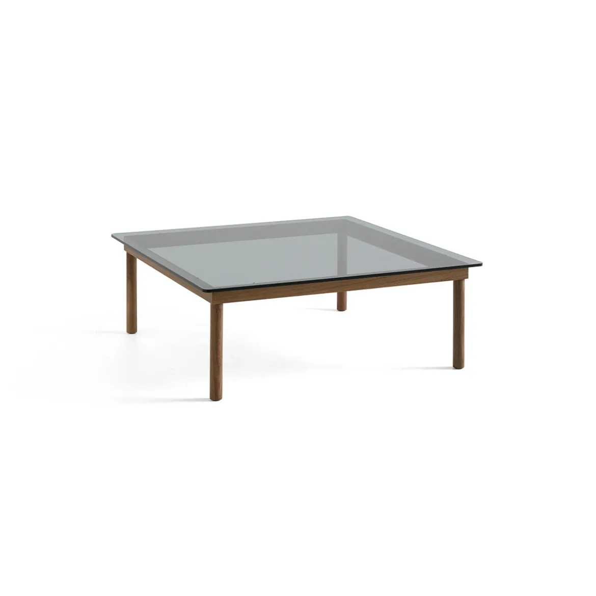 Table basse Kofi Noyer Massif & Verre Teinté Gris - l 100 x L 100 x h 36 cm