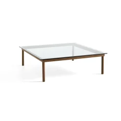 Table basse Kofi Noyer Massif & Verre Clair - l 120 x L 120 x h 36 cm