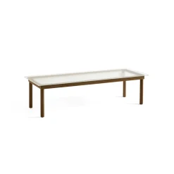 Table basse Kofi Noyer Massif & Verre Roseau Transparent - l 140 x L 50 x h 36 cm