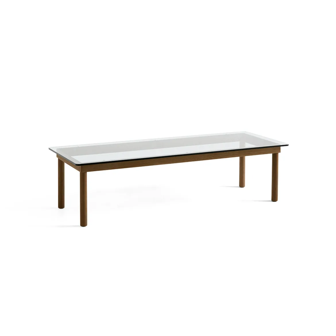 Table basse Kofi Noyer Massif & Verre Clair - l 140 x L 50 x h 36 cm