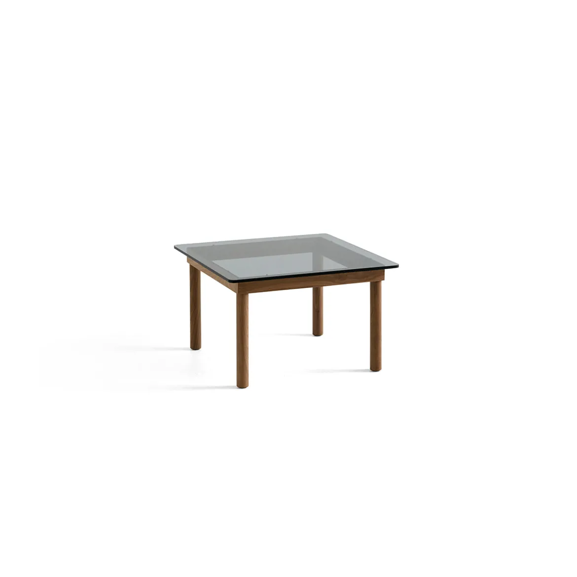 Table basse Kofi Noyer Massif & Verre Teinté Gris - l 60 x L 60 x h 36 cm