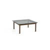 Table basse Kofi Noyer Massif & Verre Teinté Gris - l 80 x L 80 x h 36 cm