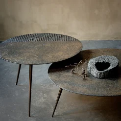 Table basse Luna - Lava Linear - Whisky - Ø 80 x h 35 cm