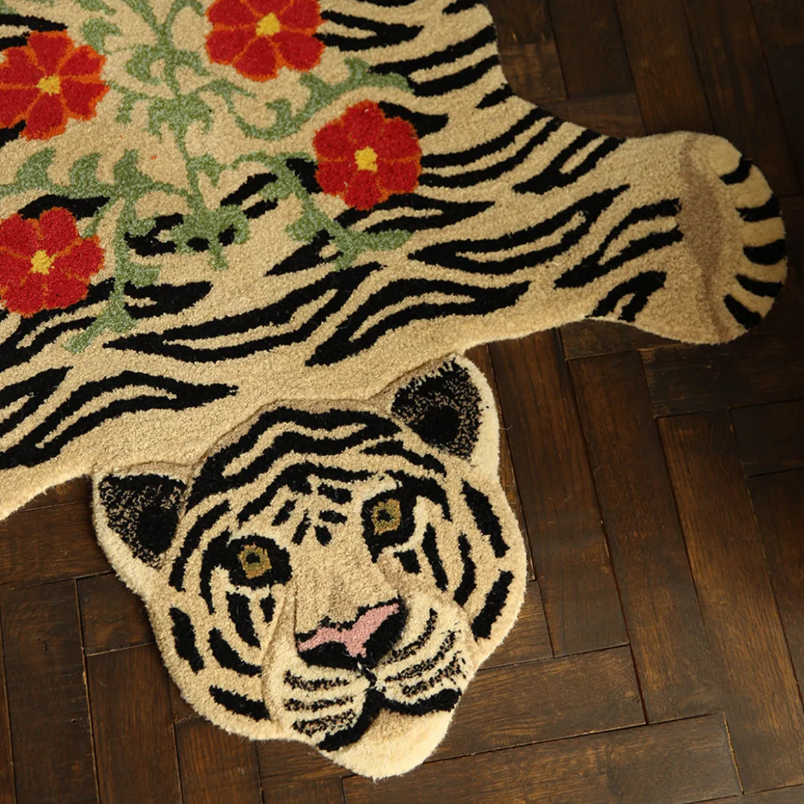 Tapis Floral Tigre blanc
