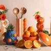 Vase bleu Oranges - 14 cm