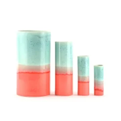 Vase Cylindre - Bleu clair & Rose
