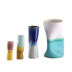 Vase Cylindre - Distortion Rose et Jaune