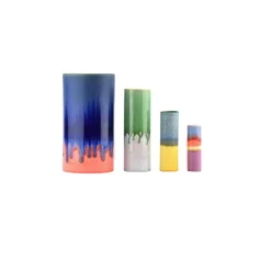 Vase Cylindre - Vert & Beige