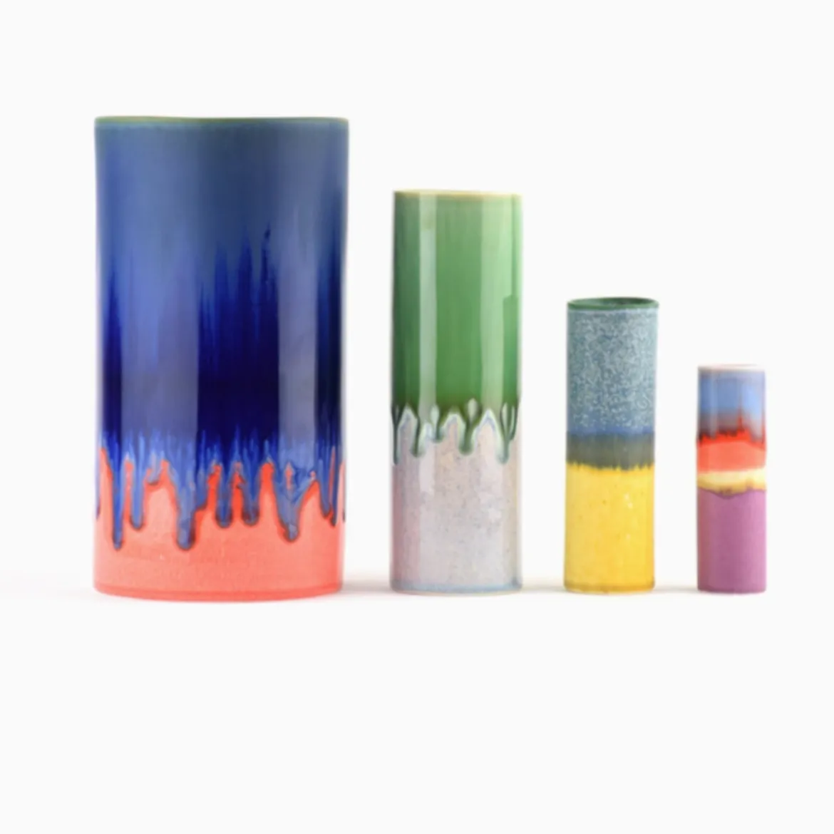 Vase Cylindre - Vert & Bleu