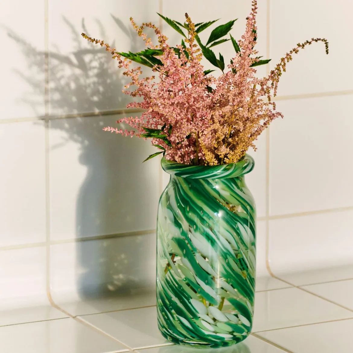 Vase Splash Roll Neck - Ø 11,3 x h 20,5 cm - Green Swirl