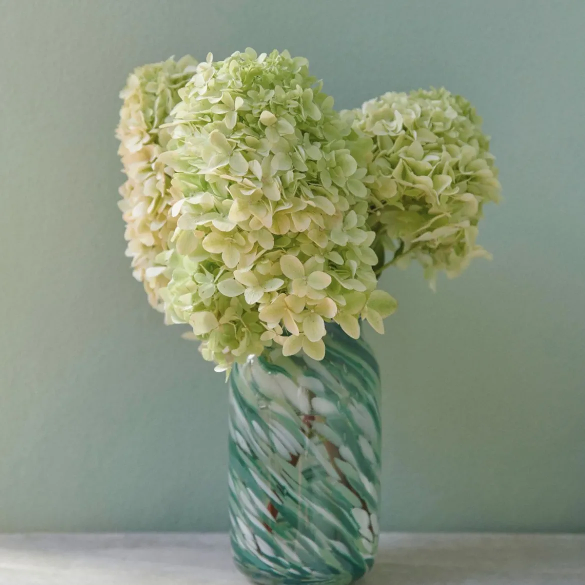 Vase Splash Roll Neck - Ø 11,3 x h 20,5 cm - Green Swirl