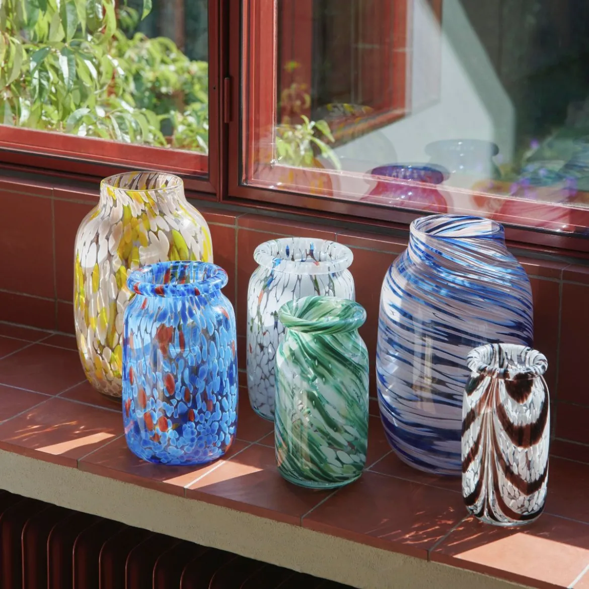 Vase Splash Roll Neck - Ø 11,3 x h 20,5 cm - Green Swirl