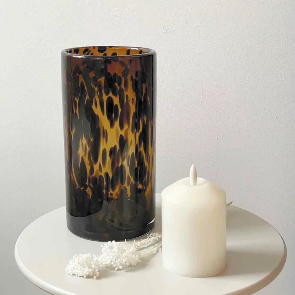 Vase Tube Léopard Brun - 12 cm